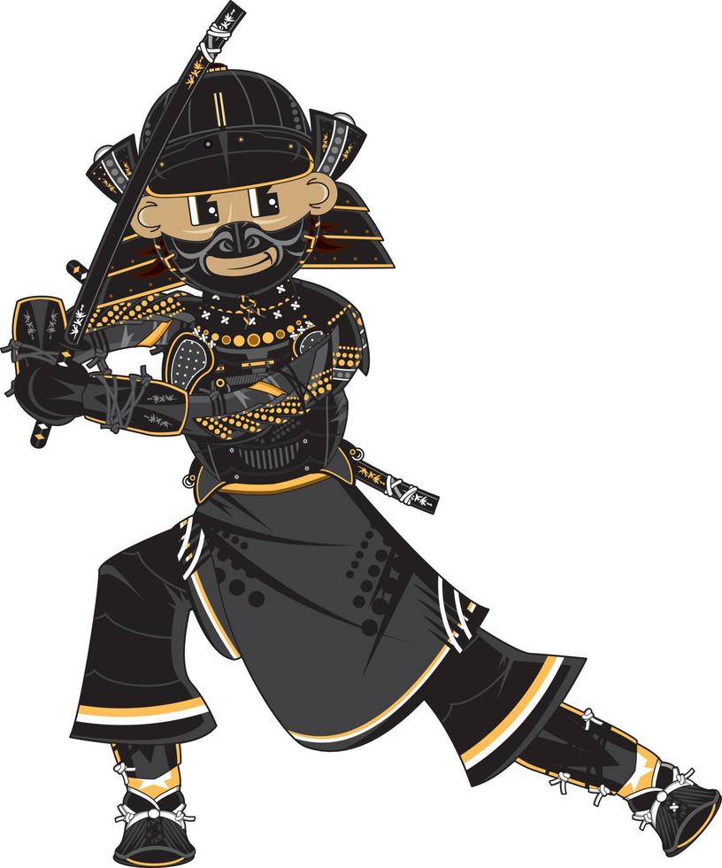 Cartoon Japanese Samurai Warrior History Illustration vector