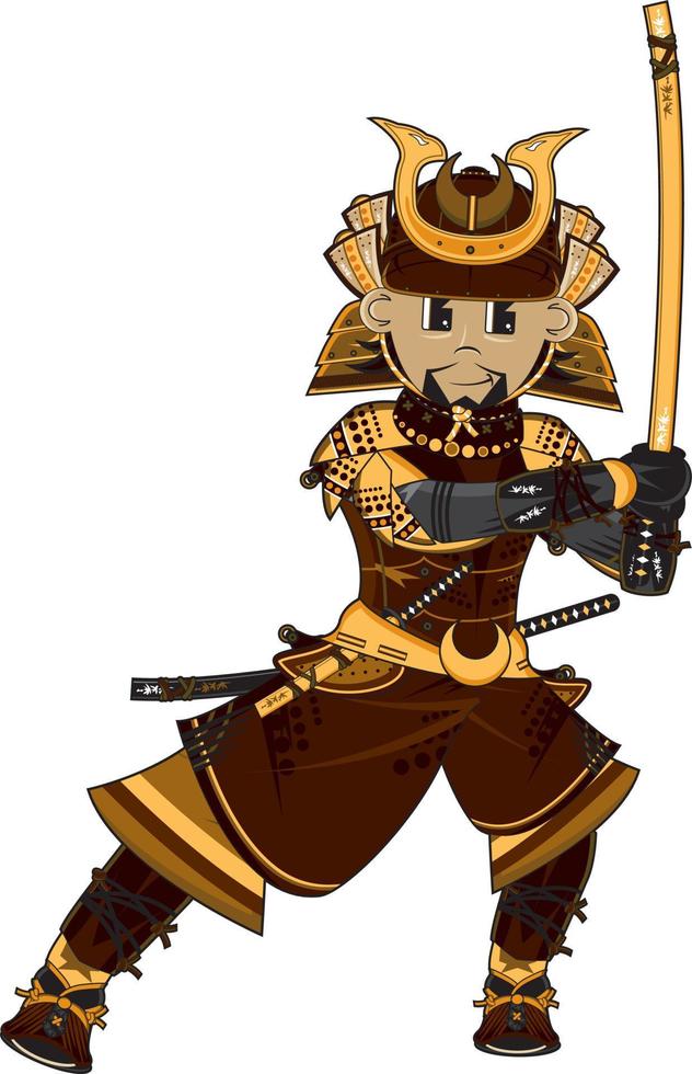 Cartoon Japanese Samurai Warrior History Illustration vector