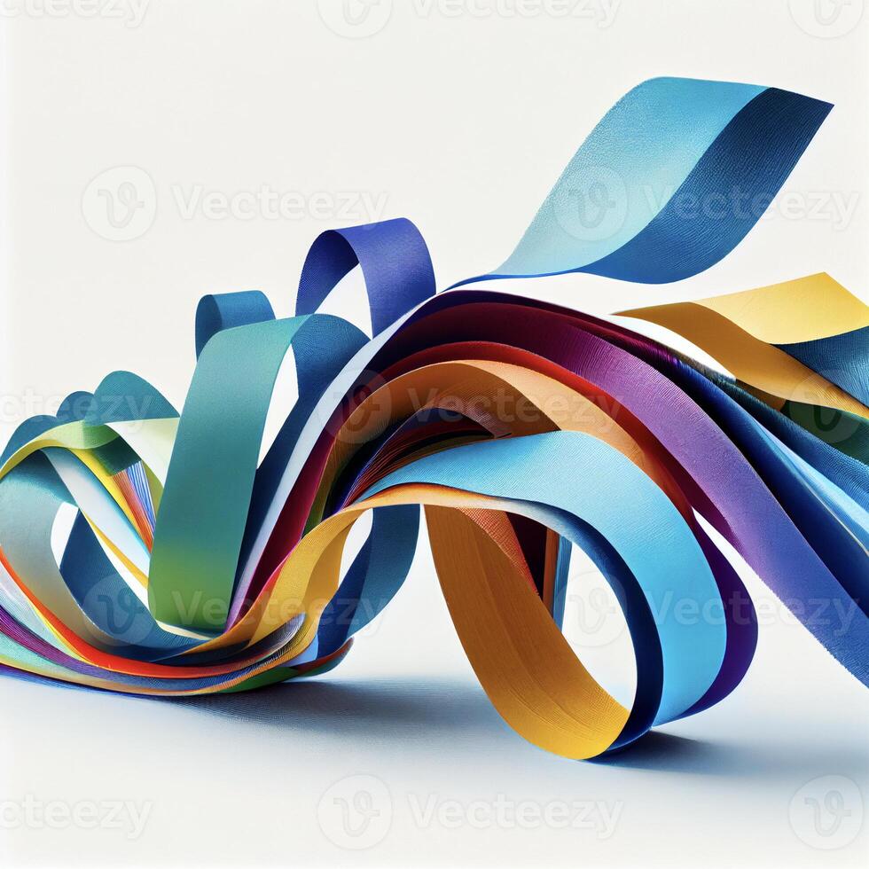 bunch of different colored ribbons on a white surface. . photo