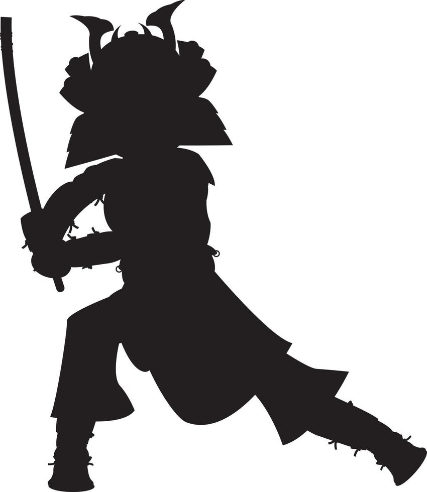 Japanese Samurai Warrior in Silhouette History Illustration vector