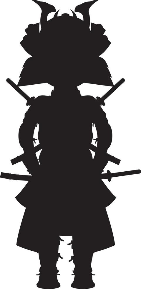 Japanese Samurai Warrior in Silhouette History Illustration vector