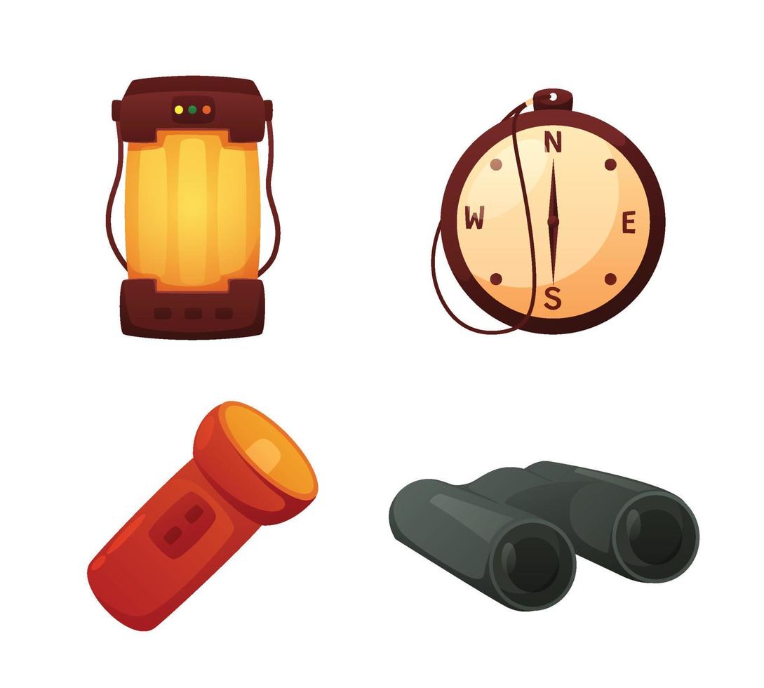 set of camping equipment vector illustration