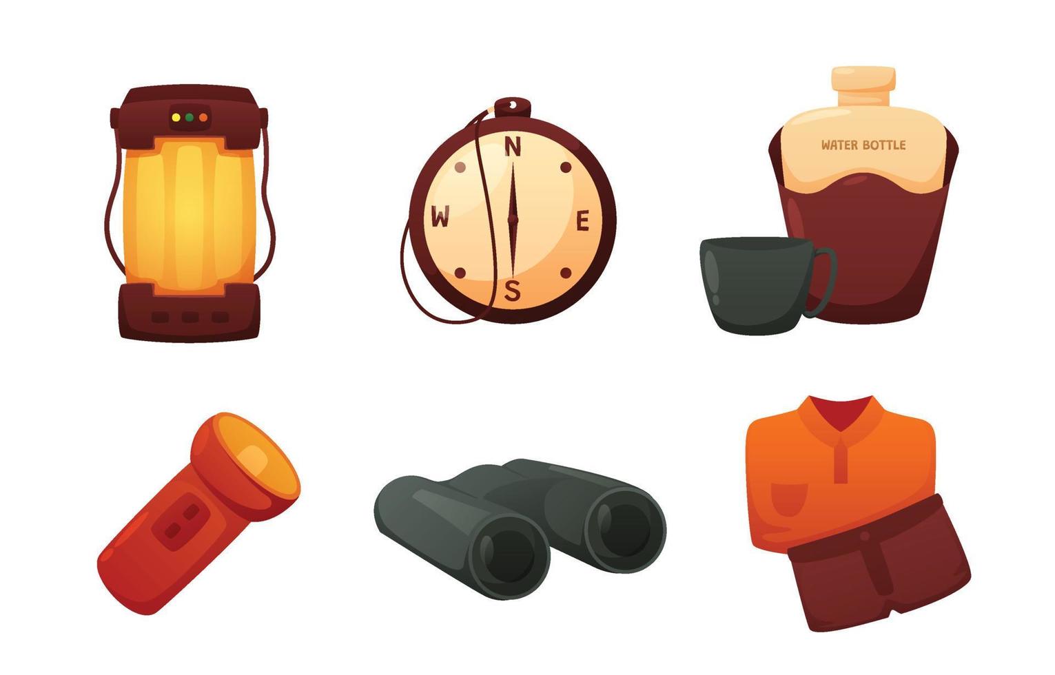 set of camping equipment vector illustration