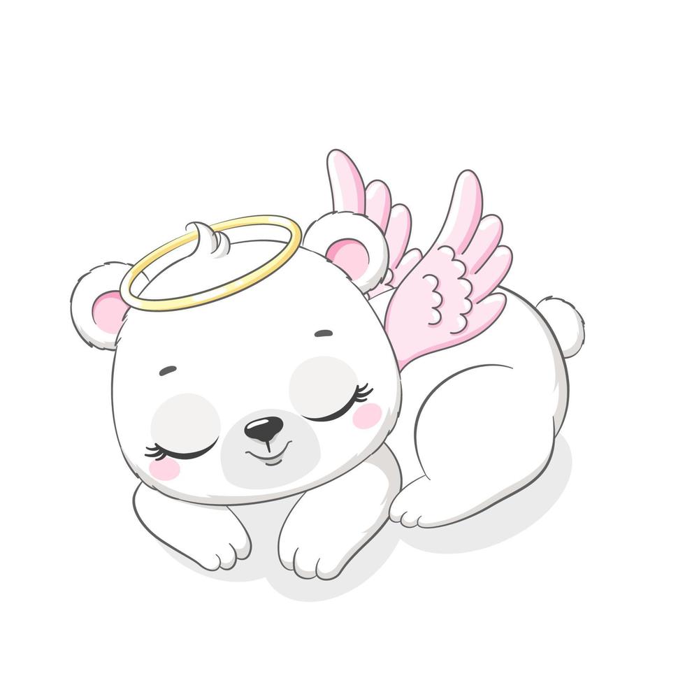 Bear with angel's wings. Vector illustration in cartoon style.