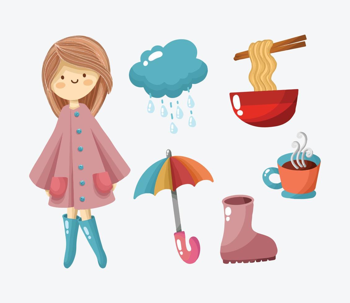 Rainy Season Icons Vector