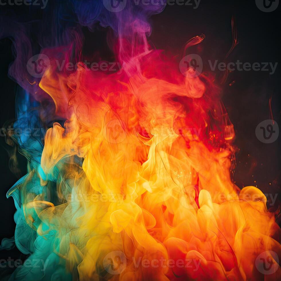 Colorful rainbow fire, gay pride flag colors, LGBT community flag. photo