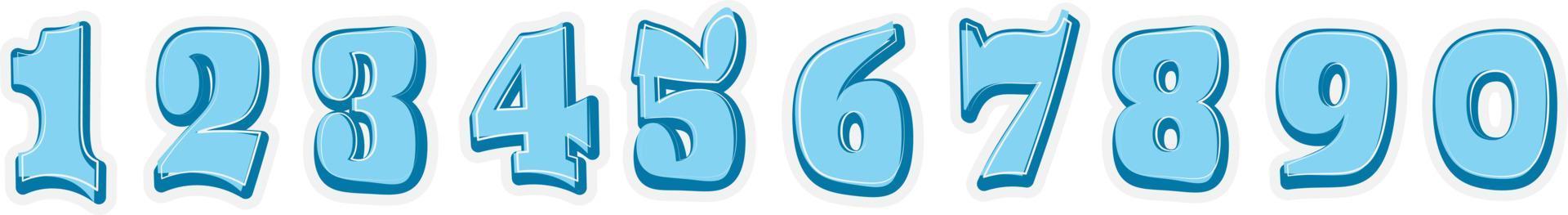 Graffiti Style Numbers Blue Vector Set