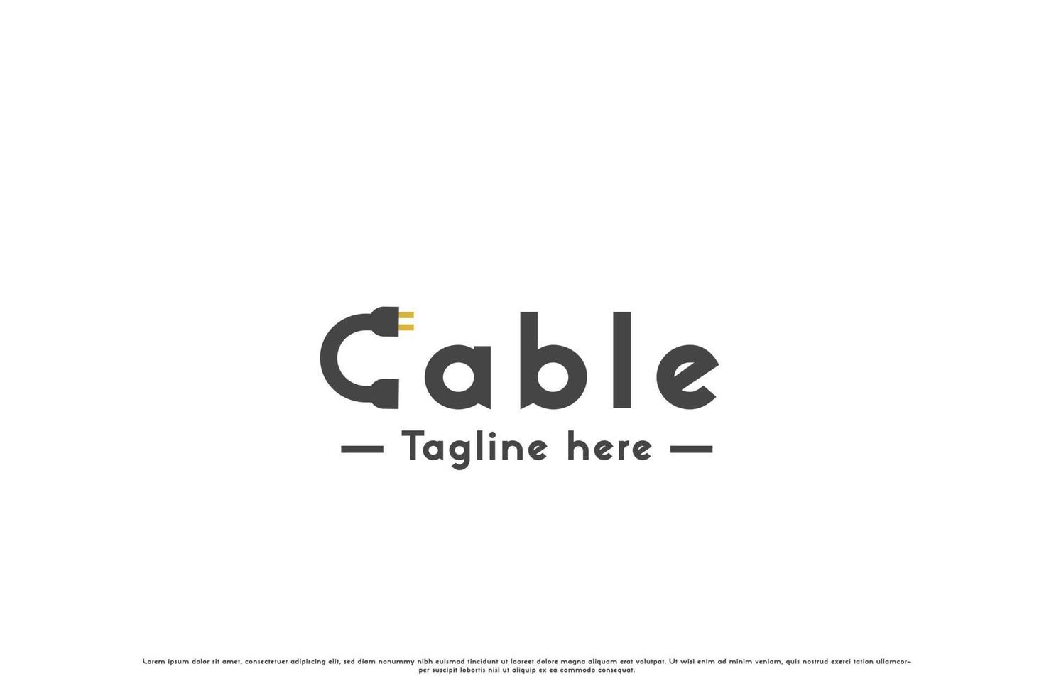 Letter c cable logo design illustration. Typography cable network wire lettering simple logo design illustration. Creative connection cable silhouettes in typeface. Perfect for business web app icon. vector