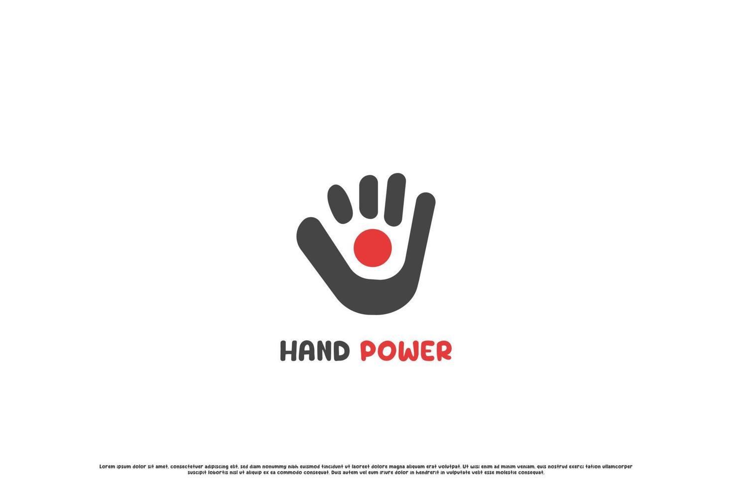 Hand power button logo design illustration. Creative flat silhouette high fives button hand strength. Simple flat abstract design hand finger thumb symbol icon. vector