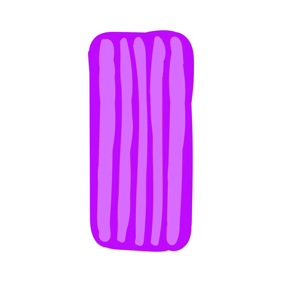 Flat vector illustration isolated on white background. Purple piece of plasticine, colored glue.