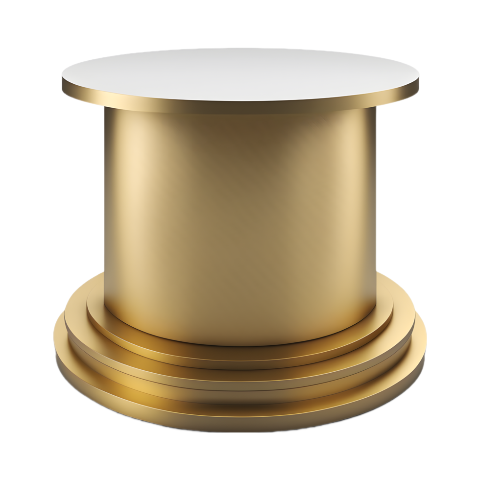 white and gold podium with modern shape. Realistic marble scene. podium pedestal for product presentation. Advertising, marketing. etc. generate ai png