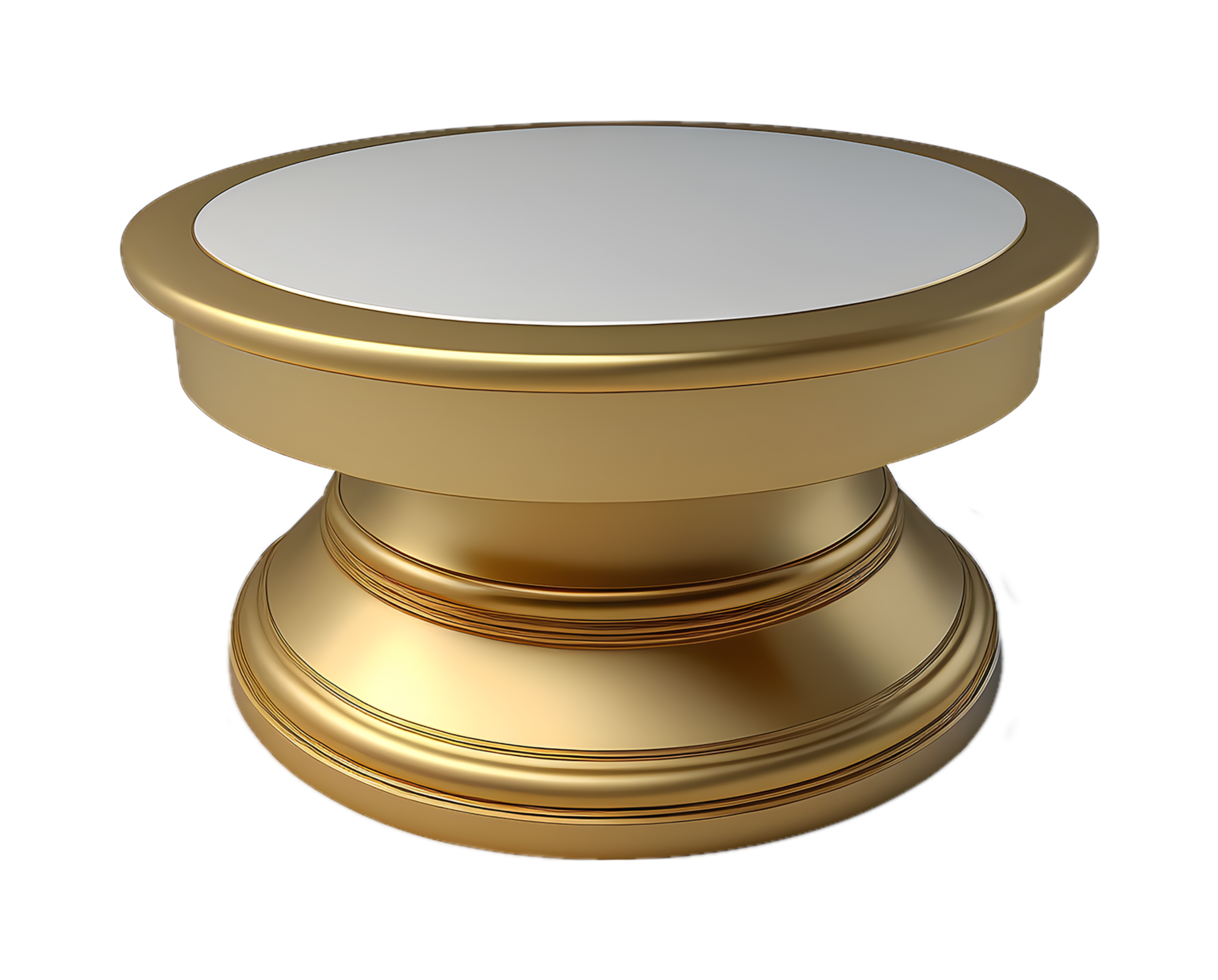 white and gold podium with modern shape. Realistic marble scene. podium pedestal for product presentation. Advertising, marketing. etc. generate ai png