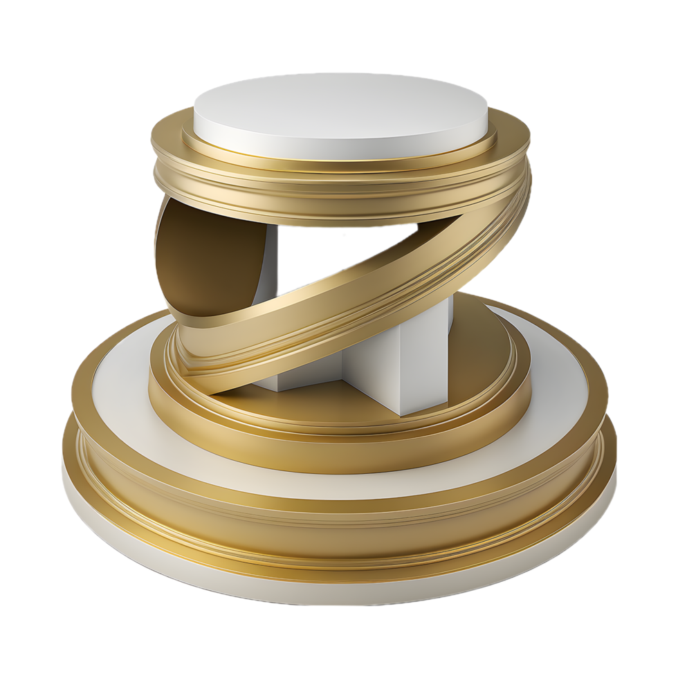 white and gold podium with modern shape. Realistic marble scene. podium pedestal for product presentation. Advertising, marketing. etc. generate ai png