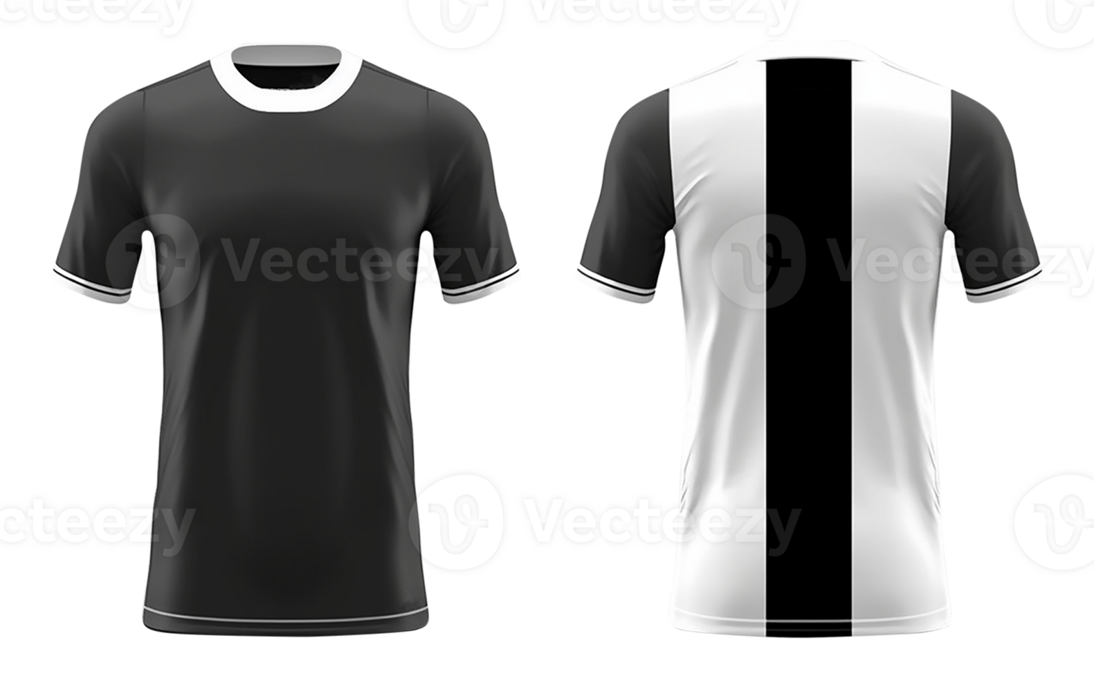 white and black sports jersey mockup, front and back view, png