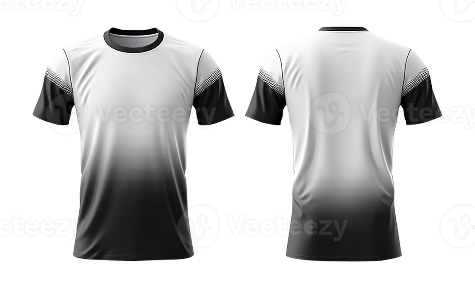 white and black sports jersey mockup, front and back view, png