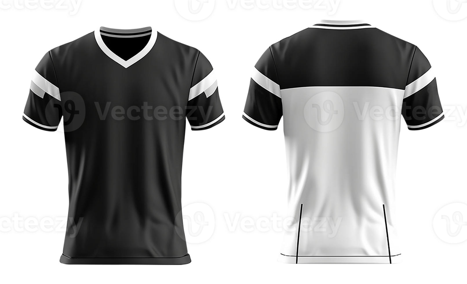 vit och svart sporter jersey mockup, främre och tillbaka se, generativ ai png