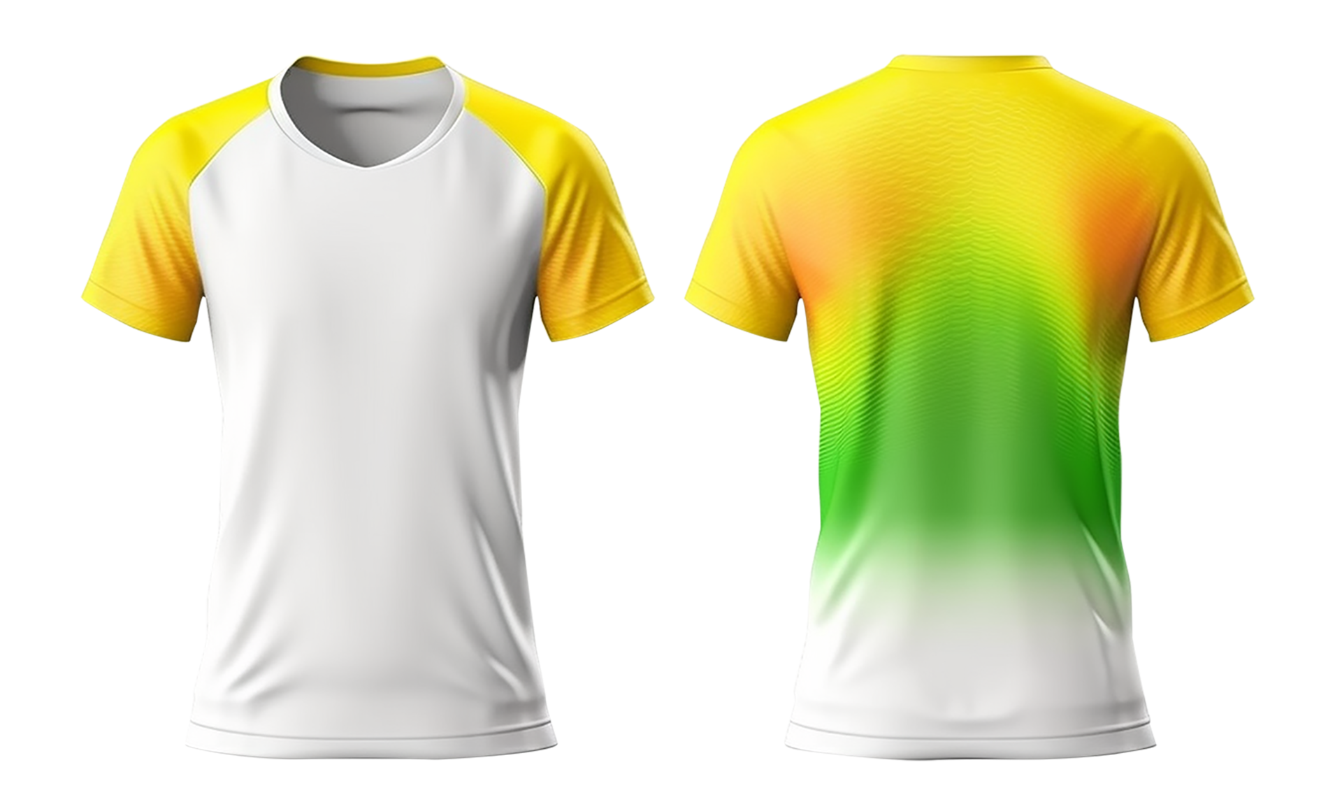 white and yellow sports jersey mockup, front and back view, 22890979 PNG