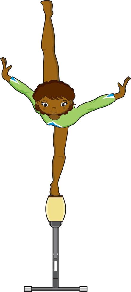 Cute Cartoon Gymnast on Balance Bar Gymnastics Sport and Leisure Illustration vector