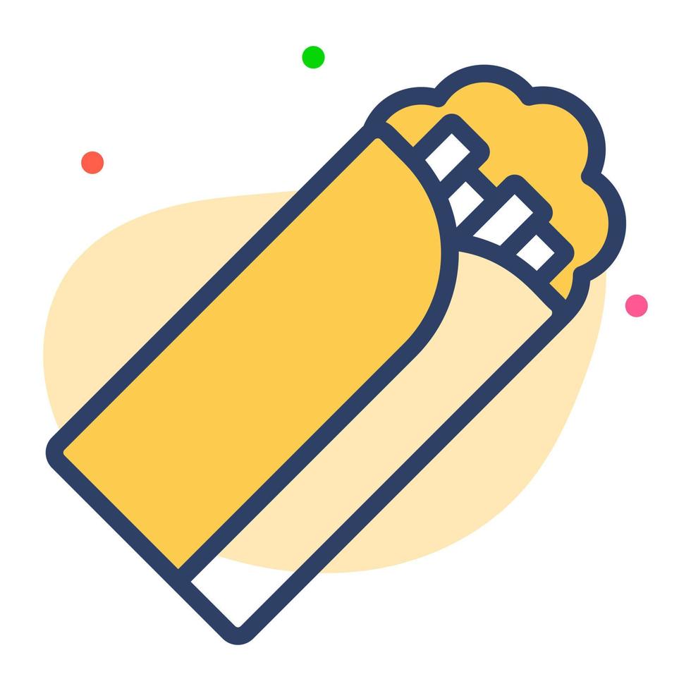 Tortilla roll, a mexican food vector icon