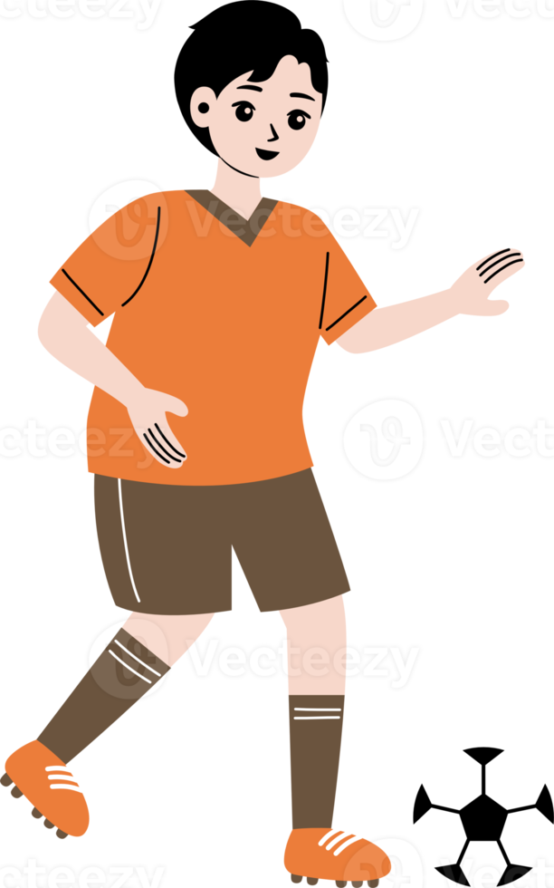 Junge spielen Fußball Charakter Illustration png