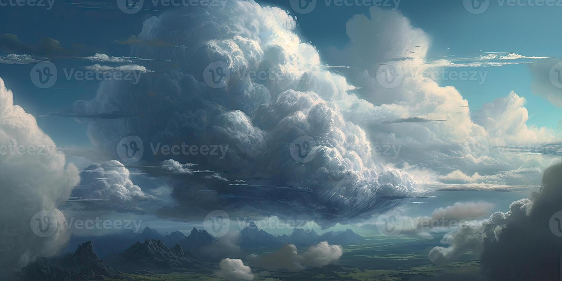 Storm clouds gather over a road that leads into the distance, creating a very dramatic landscape. . photo