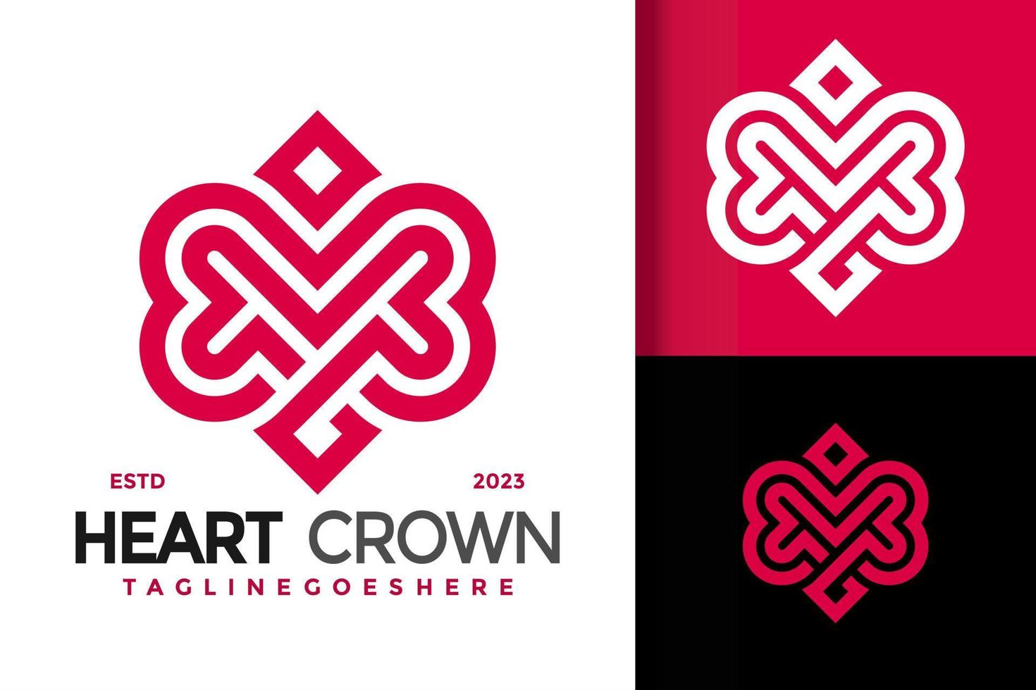 Letter M Heart Crown logo vector icon illustration