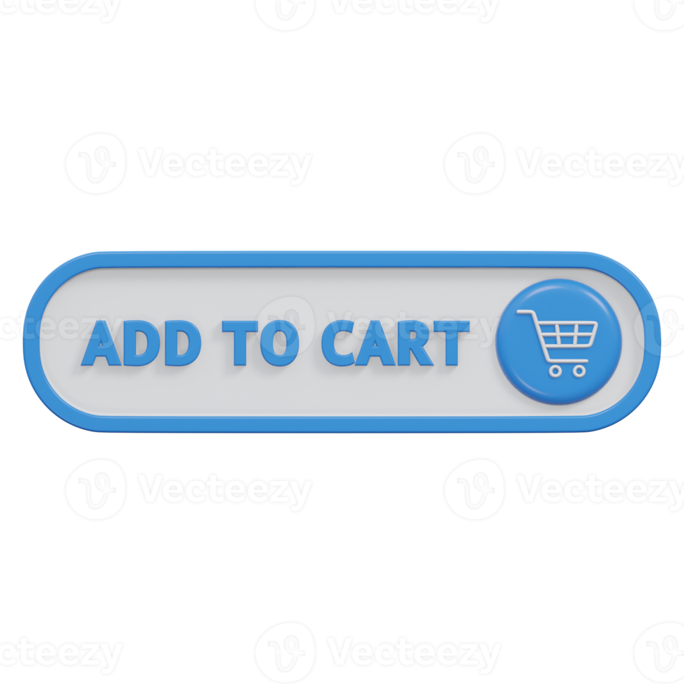 add to cart button 3d render, transparent background, click button png