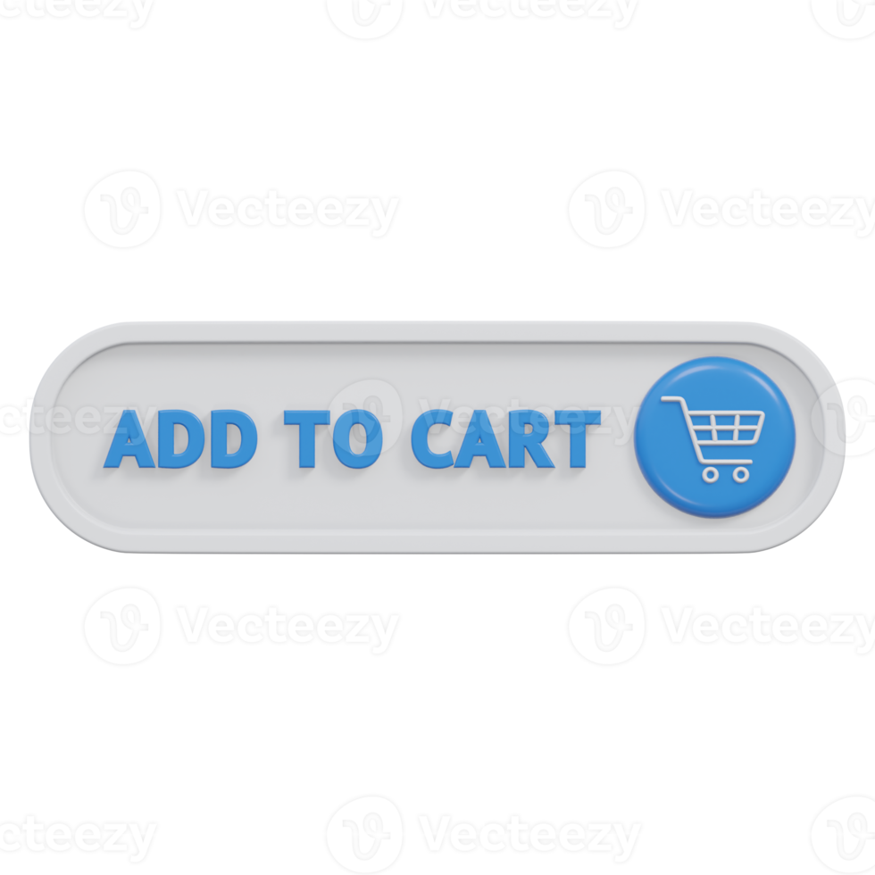 add to cart button 3d render, transparent background, click button png