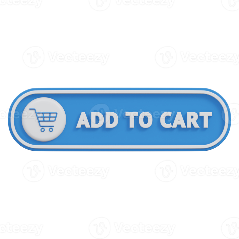 add to cart button 3d render, transparent background, click button png