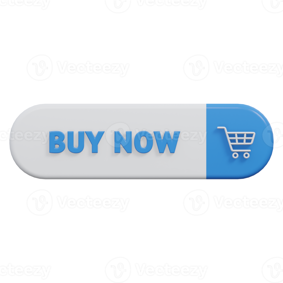 buy now button 3d render, transparent background, click button png