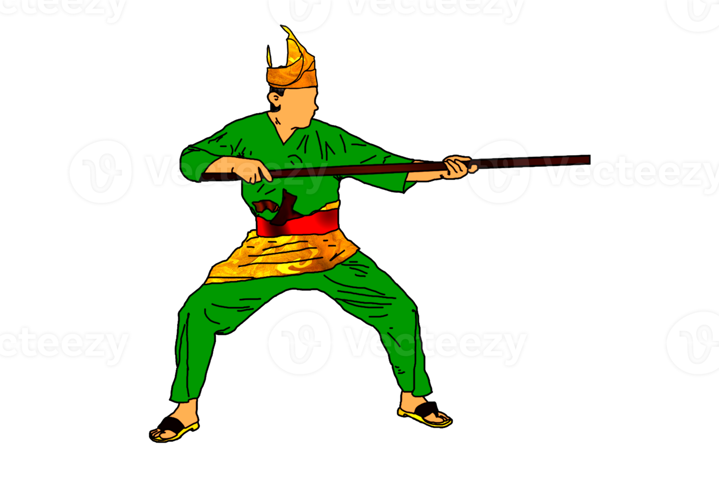 man learn Malaya Nusantara Martial Art practicing used rattan stick png