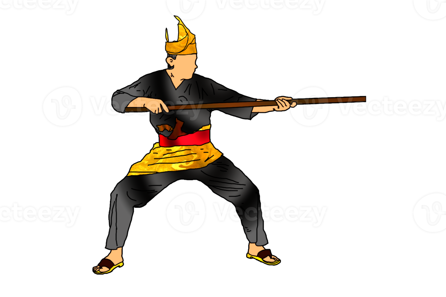 man learn Malaya Nusantara Martial Art practicing used rattan stick png