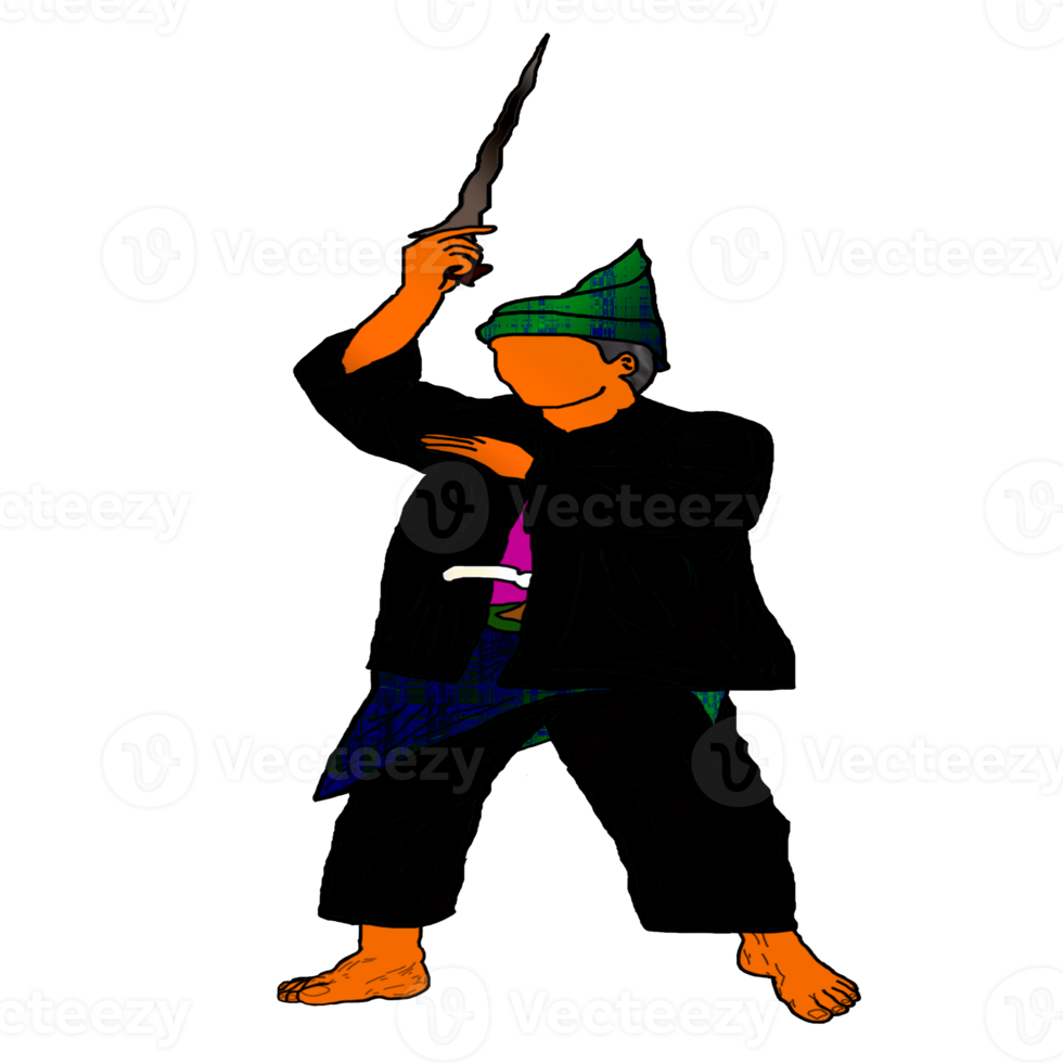 Stand of Malay Nusantara Warrior with hold weapon had blade png