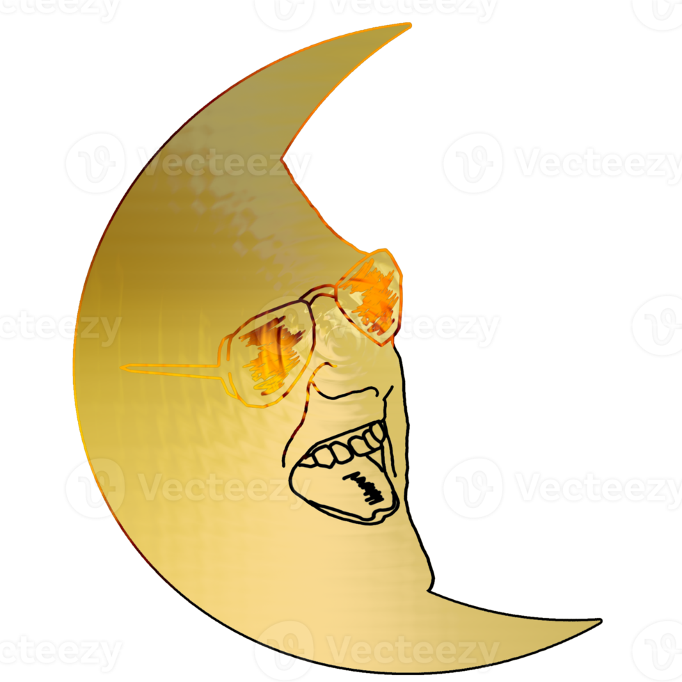 waning crescent moon had react face png
