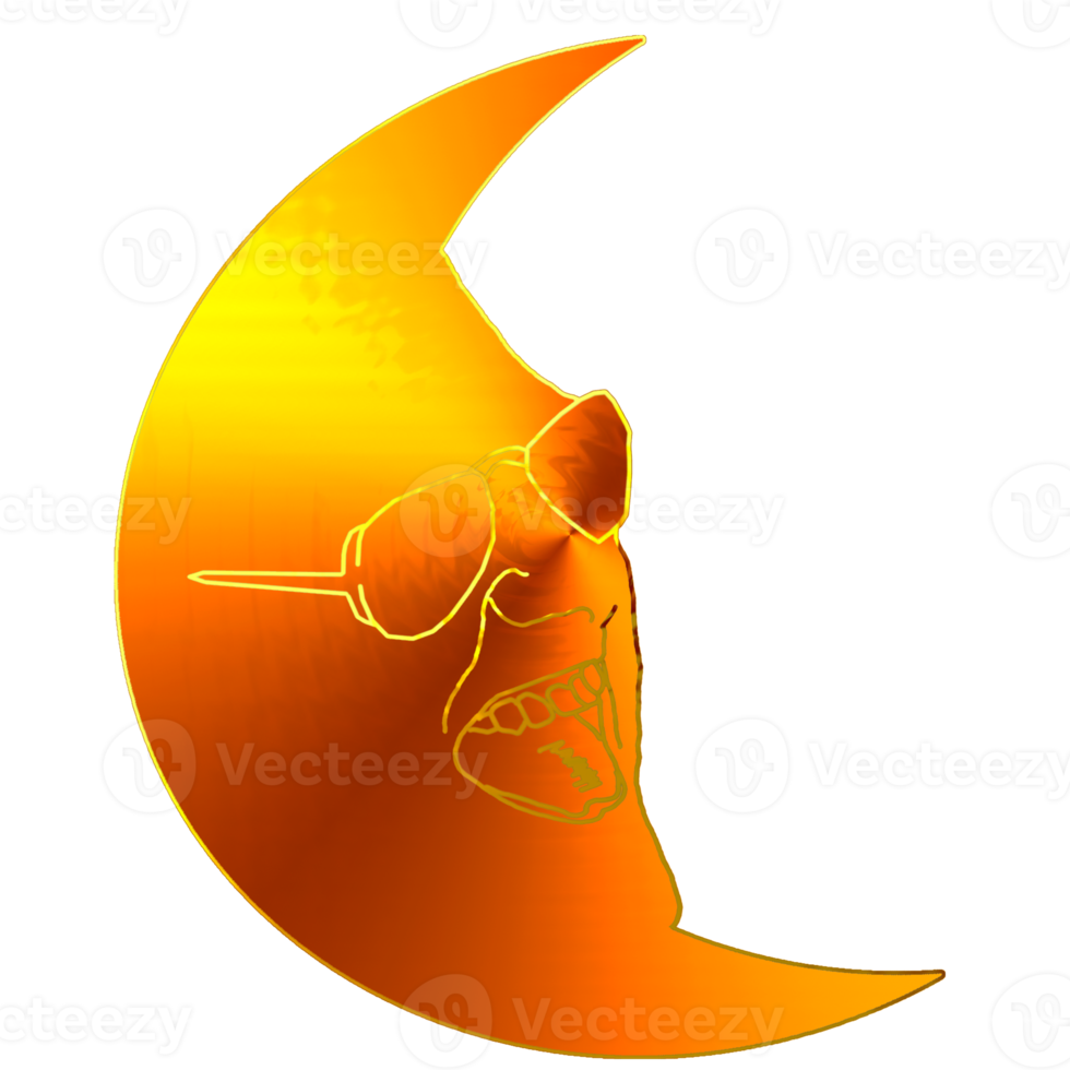waning crescent moon had react face png