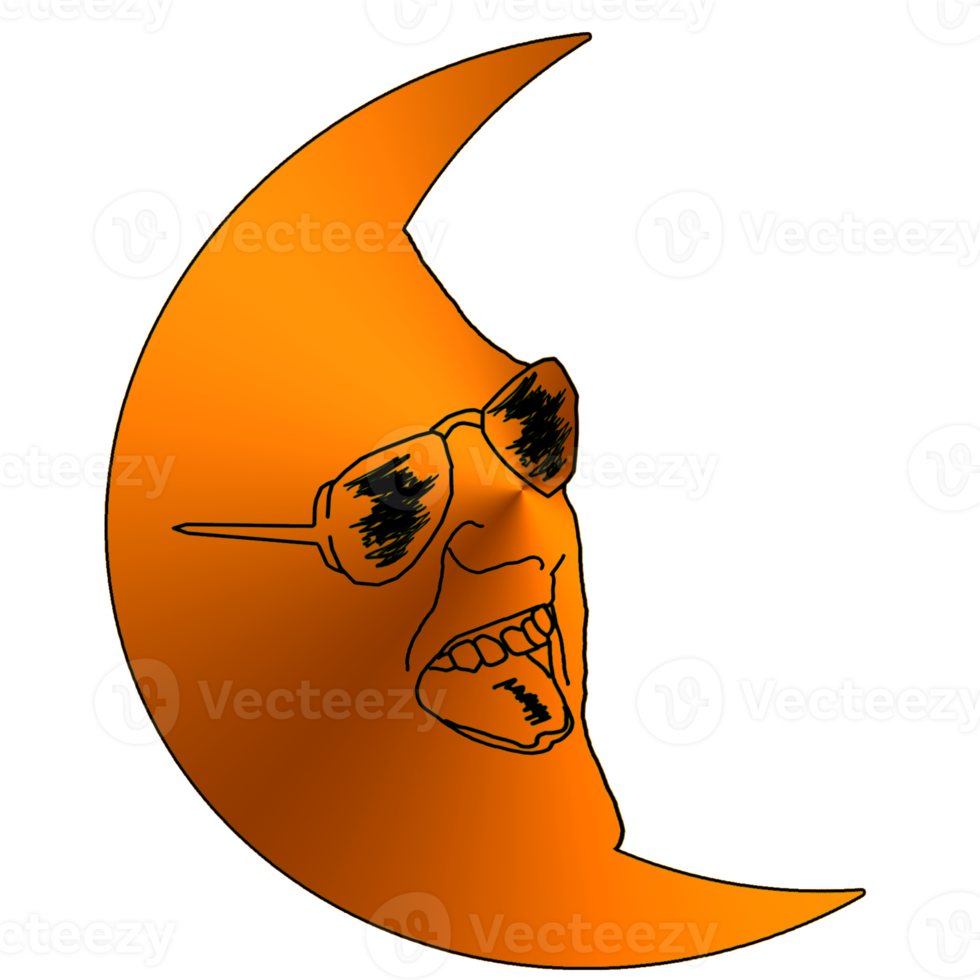 waning crescent moon had react face png