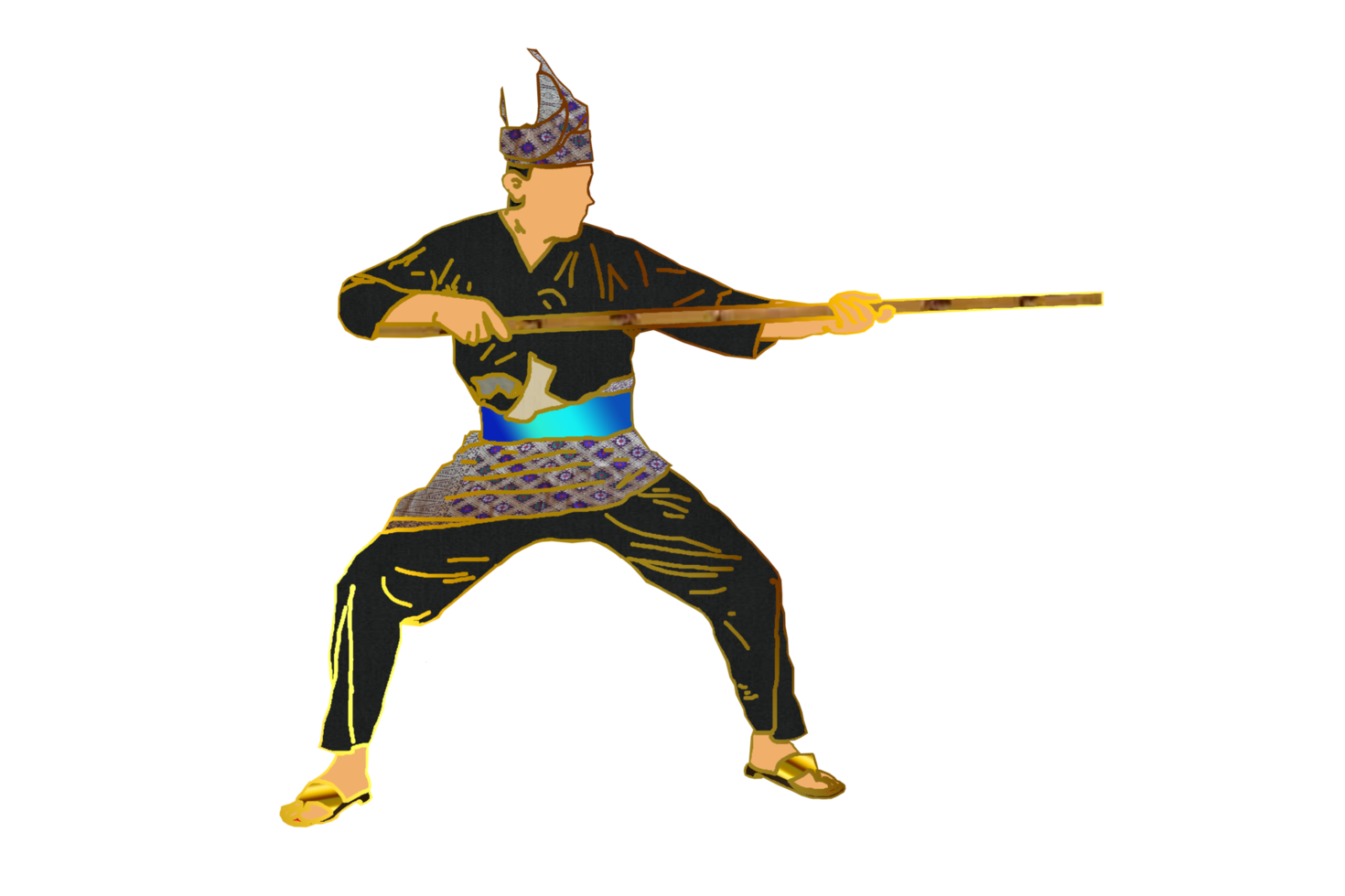 hombre aprender malaya nusantara marcial Arte practicando usado rota palo png