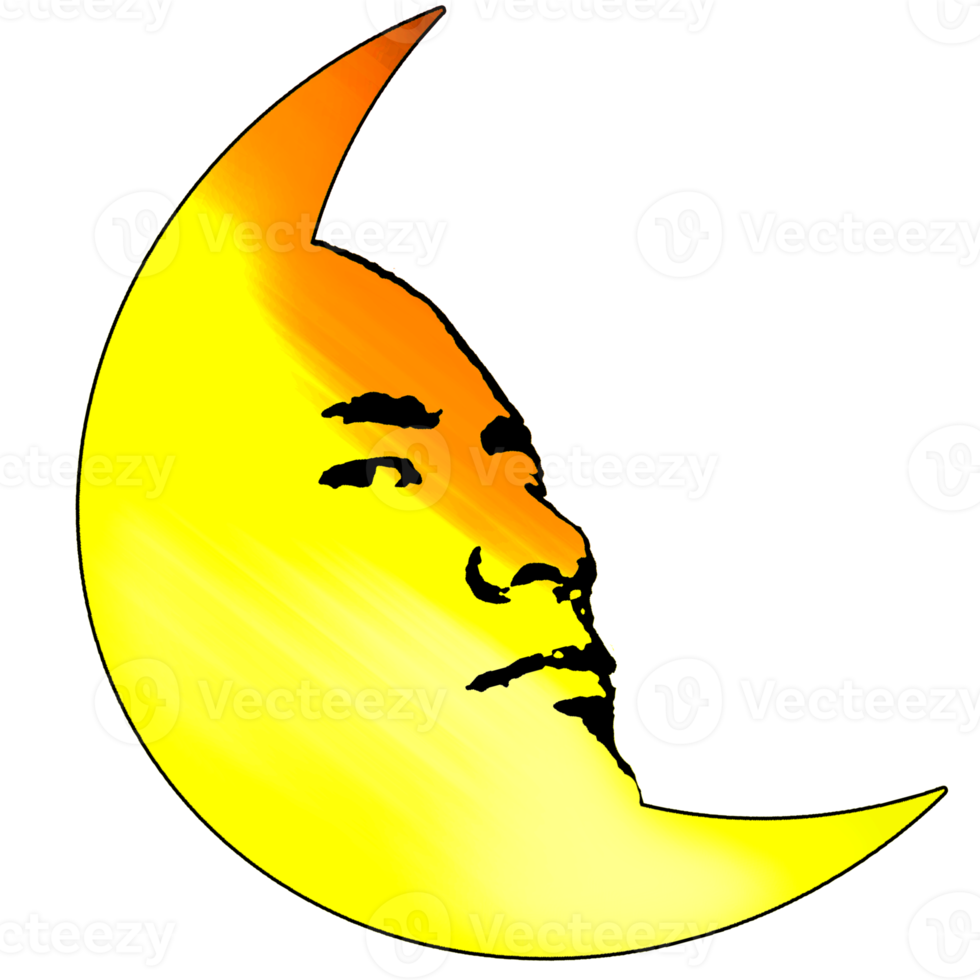 waning crescent moon had react face png