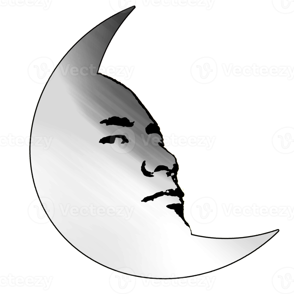waning crescent moon had react face png