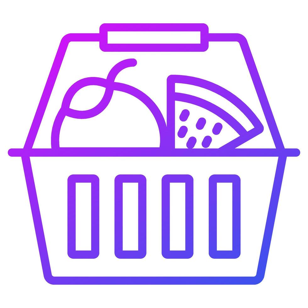 Fruit basket, vector icon of organic food in different style