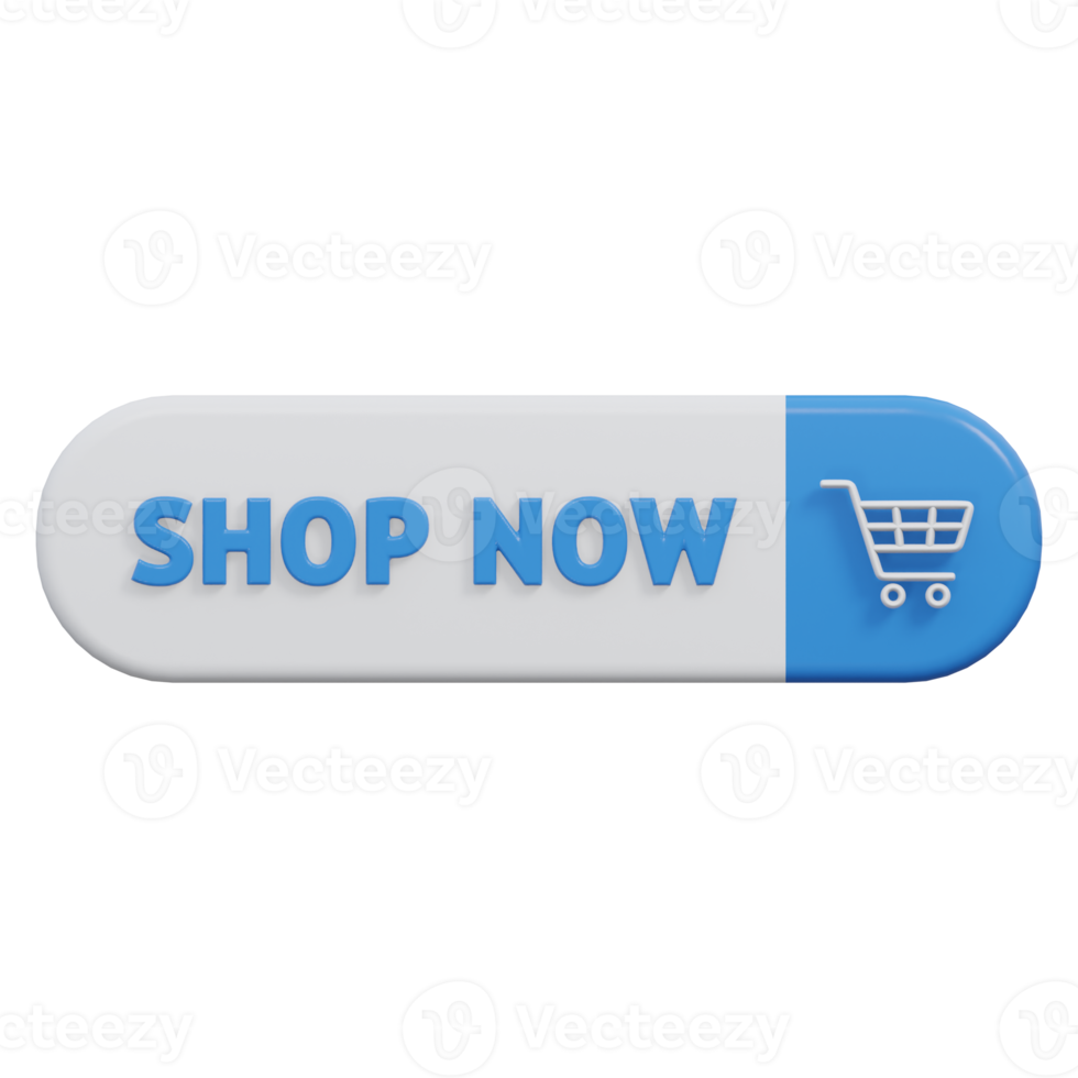 shop now button 3d render, transparent background, click button png