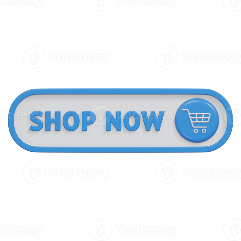 shop now button 3d render, transparent background, click button png