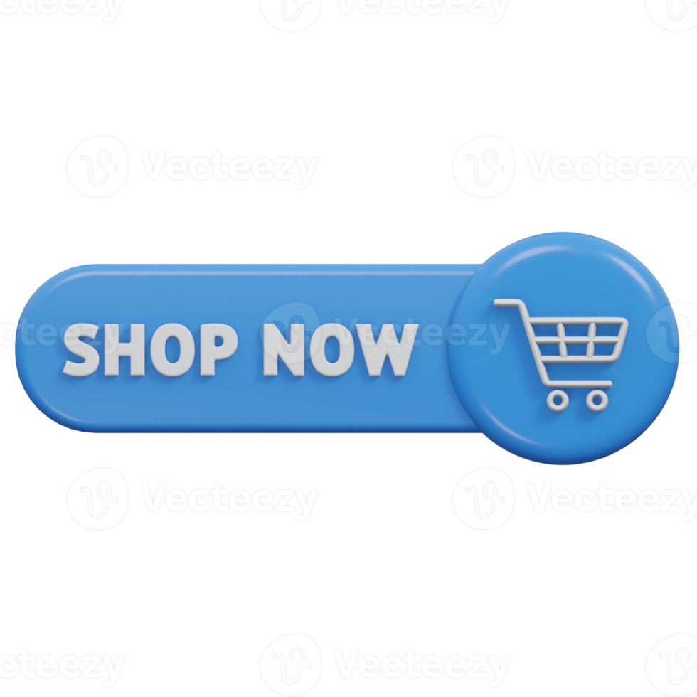 shop now button 3d render, transparent background, click button png