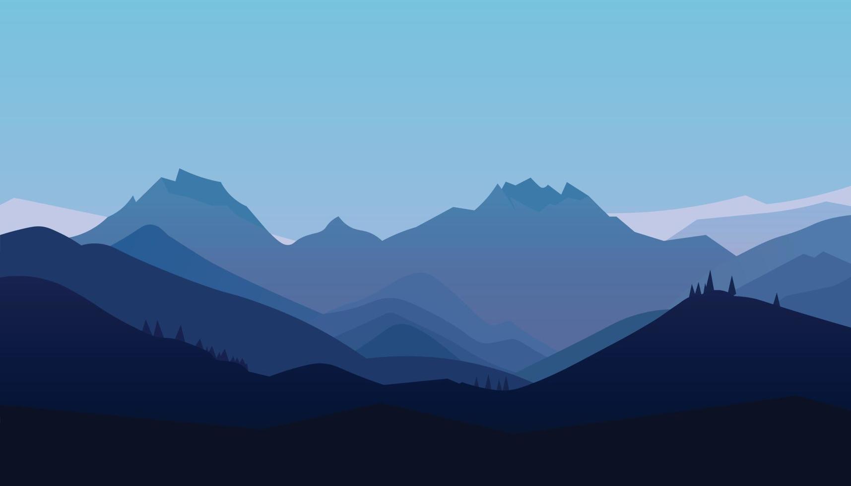 Flat minimalistic design. Panorama of a mountain landscape. Easy to change colors. vector