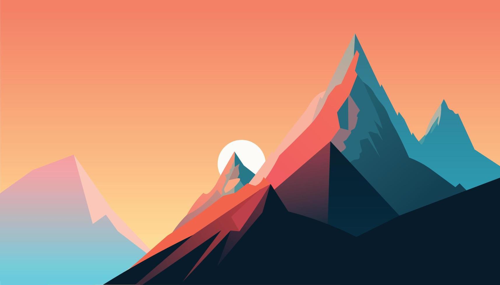 Flat minimalistic design. Panorama of a mountain landscape. Easy to change colors. vector