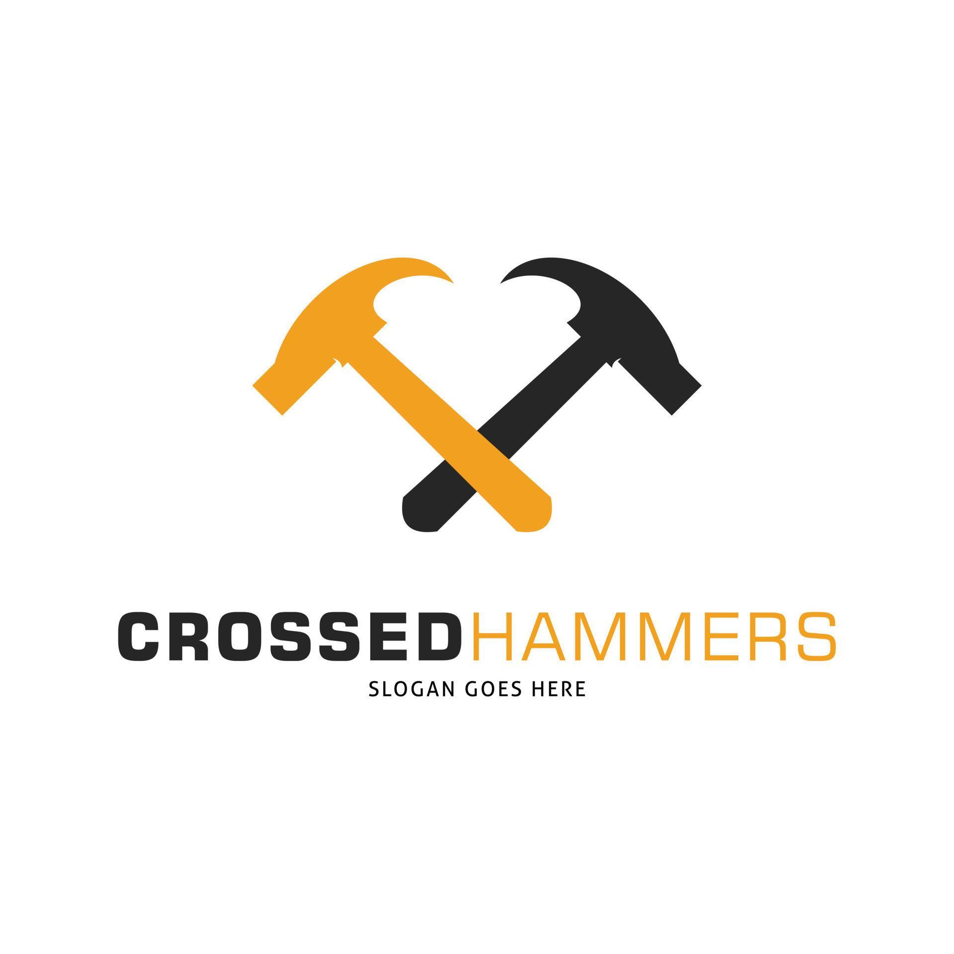 Crossed Hammers Icon Vector Logo Template Illustration Design 22891560