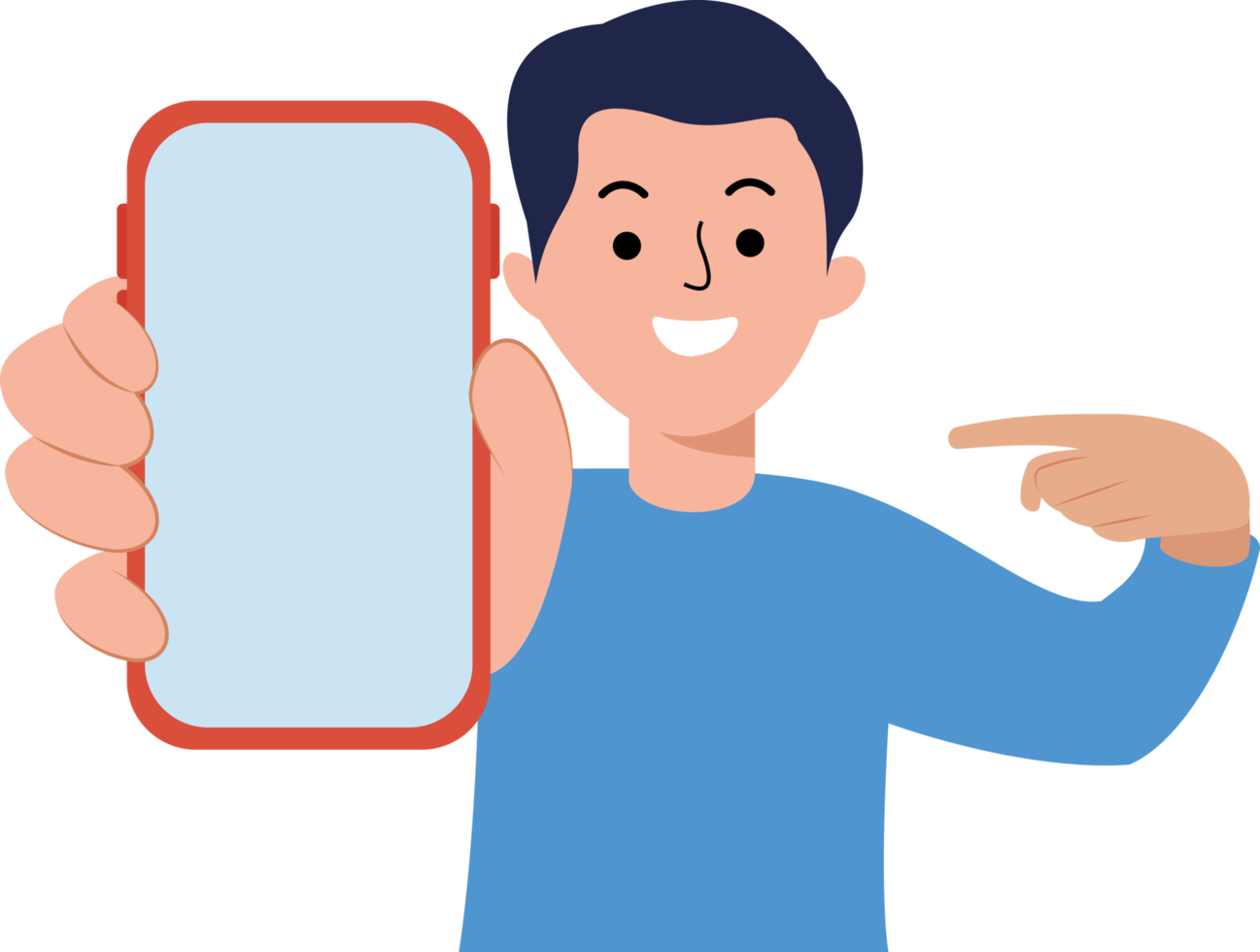 man showing smartphone template. man hold smartphone. blank screen smartphone template png