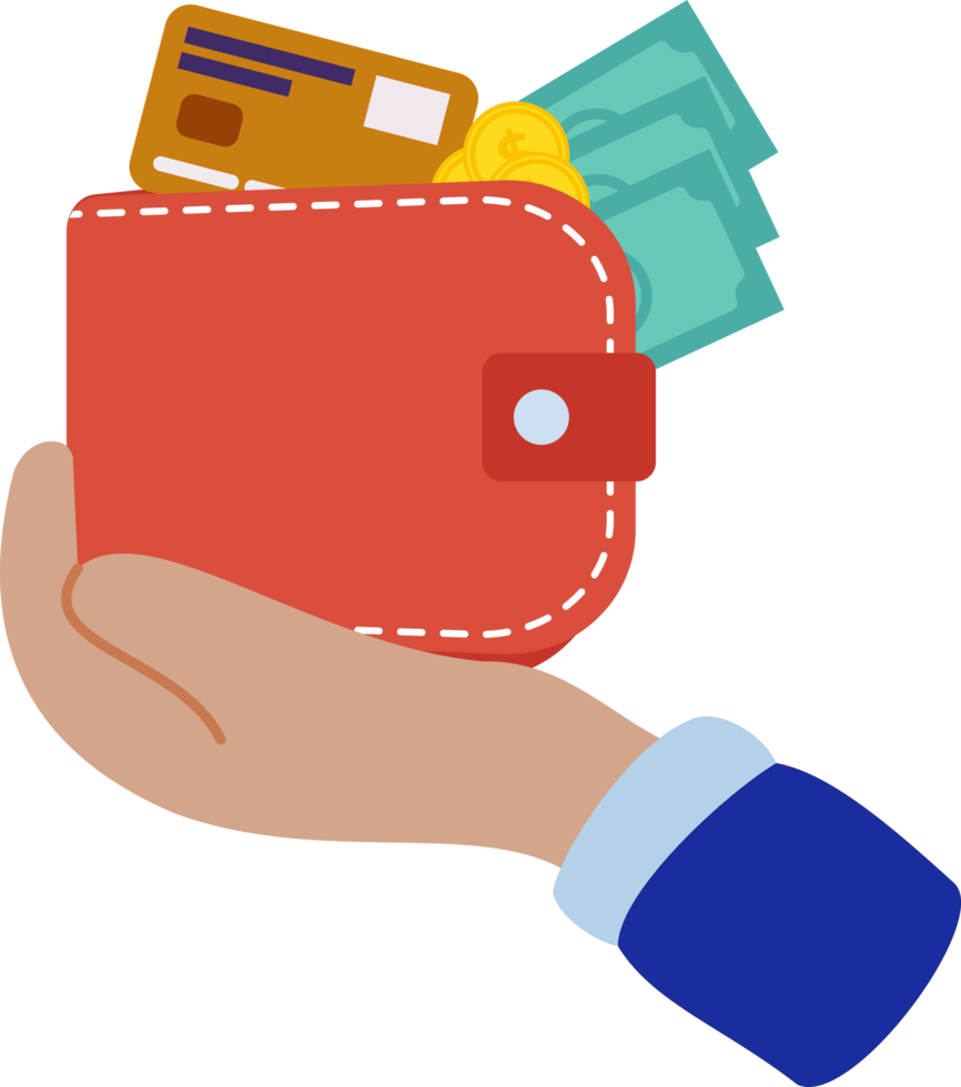 man holding wallet. hand hold wallet with paper money cash png