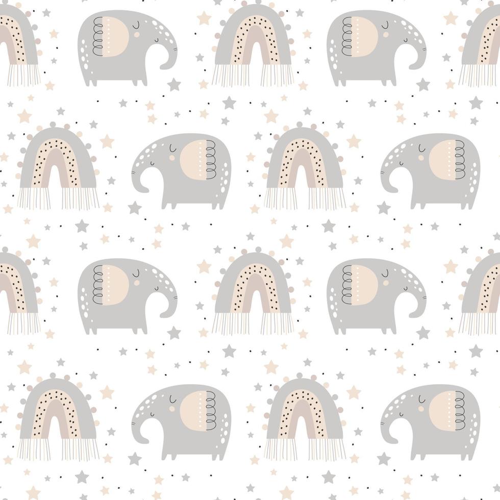Pattern with cute elephan. Vector illustrations