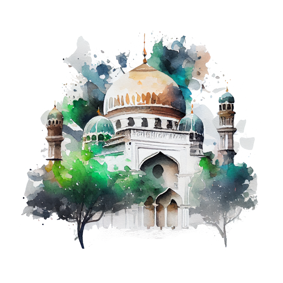 magnifique aquarelle mosquée illustration produire ai png